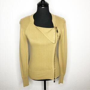 Jamison camel tan ribbed asymmetrical zip sweater size Extra Small XS